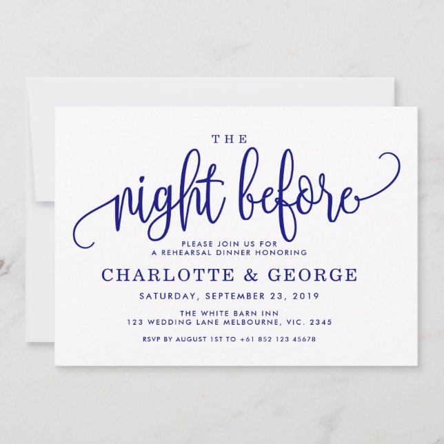 Invitation Bleu marine la nuit avant l'invitation (Devant)