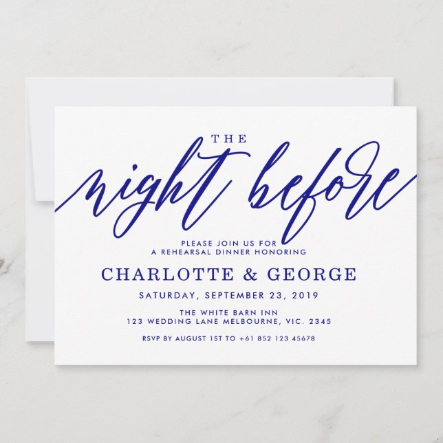 Invitation Bleu marine la nuit avant l'invitation (Devant)