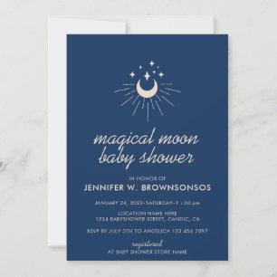 Invitation Bleu marine Neutre Été Automne Céleste Lune Étoile