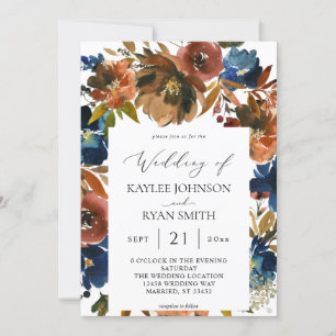 Invitation Bleu marine, orange et Brown automne 2