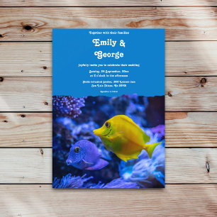 Invitation Bleu marine Poisson de mer sous-marin Naissance ma