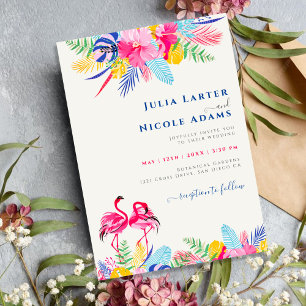 Invitation Bleu marine Rose sauvage Forêt tropicale Vert éter