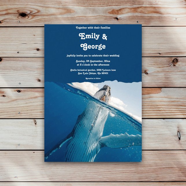 Invitation Bleu Marine Sous L'Océan Baleine Plage Mariage (Créateur téléchargé)
