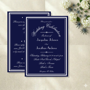 Invitation Bleu Marine Tout En Un Email Site Web RSVP Mariage