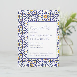 Invitation Bleu Marocain Carrelage Engagement Party Invitatio