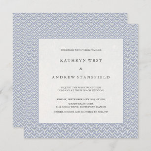 Invitation Bleu mauve doux Petites vagues Élégant Mariage de