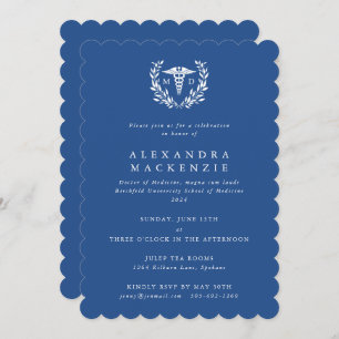 Invitation Bleu MD Caduceus+Laurel Wreath Graduation