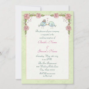 Invitation Bleu mignon et accueil de mariage Rose