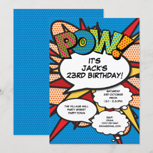 Invitation Bleu moderne Amusement Anniversaire Fête Comédie N