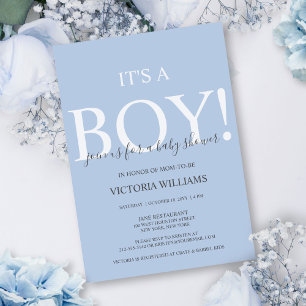 Invitation Bleu moderne C'est un Baby shower de Typographie G