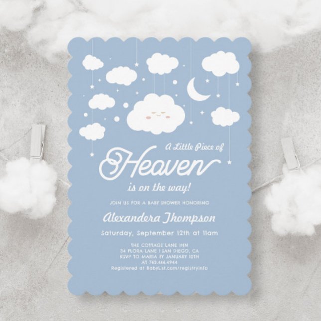 Invitation Bleu morceau du ciel envoyé Baby shower (Créateur téléchargé)