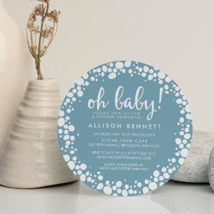 Invitation Bleu mousseux BABY SHOWER