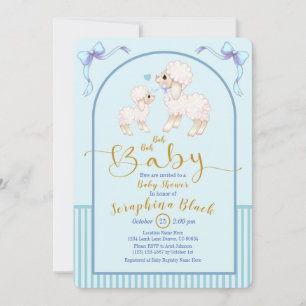 Invitation Bleu Mouton Garçon Et Baby shower Agneau Invitatio