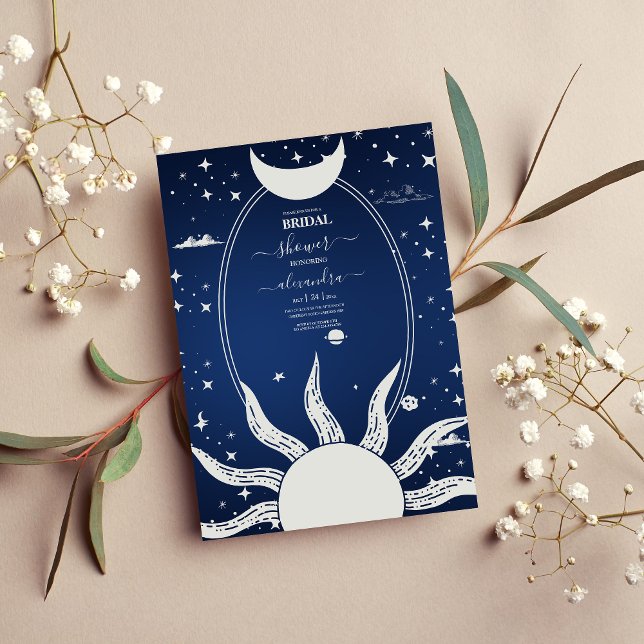 Invitation Bleu mystique et Lune Solaire Argent (Créateur téléchargé)