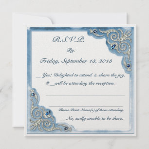 Invitation Bleu nacré (Carton de réponse de mariage)