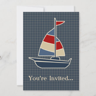 Invitation Bleu nautique, Rouge, Cuisine à voile