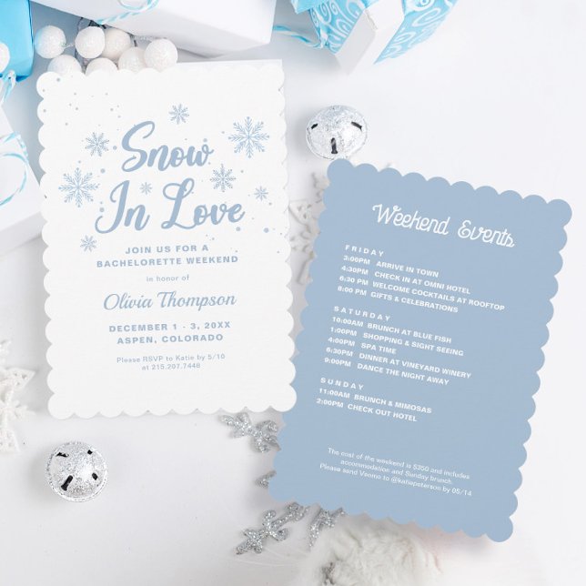 Invitation Bleu neige en amour Bachelorette d'hiver (Créateur téléchargé)