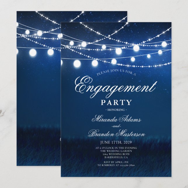 Invitation Bleu Night and Silver Lights (Devant / Derrière)