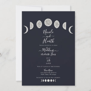 Invitation Bleu Night Sky Moon Phases Mariage soirée