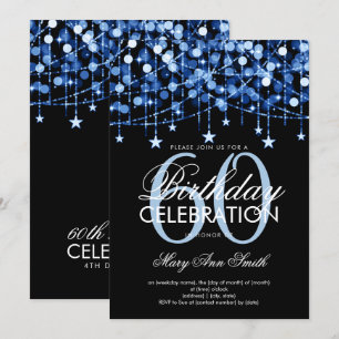 Invitation Bleu N'Importe Quel Âge Anniversaire Chaîne Lumièr
