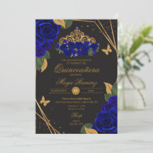Bleu noir Roses Tiara Parties scintillant or Quinc