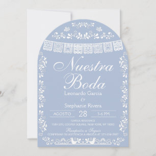Invitation Bleu Notre Mariage Papel Picado Mariage Espagnol