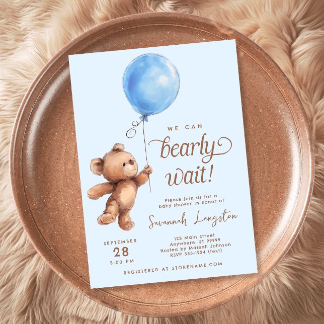 Invitation Bleu Nous pouvons attendre Baby shower (Créateur téléchargé)
