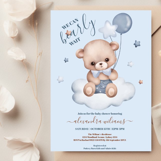 Invitation Bleu Nous pouvons attendre le Baby shower garçon (Créateur téléchargé)