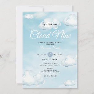 Invitation Bleu Nous sommes sur un petit nuage Bleu Baby Show