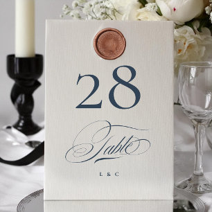 Invitation Bleu Nuit Blanc Élégant Mariage 5 x 7 Numéro de Ta