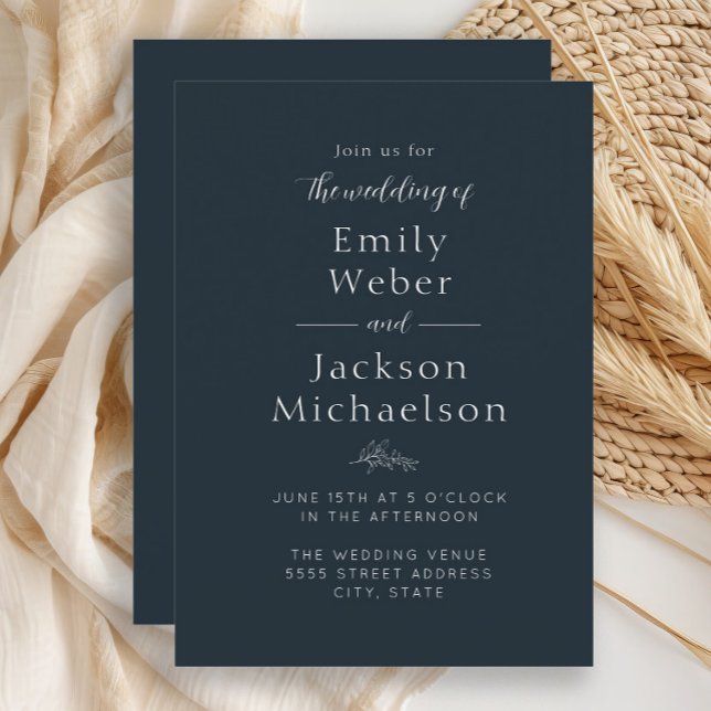Invitation Bleu Nuit Élégant  (Navy blue and white wedding invitation)