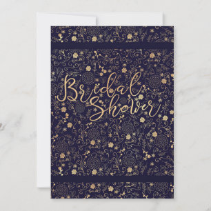Invitation Bleu Nuit Foncé et Or Élégant Baby Shower pour Fut
