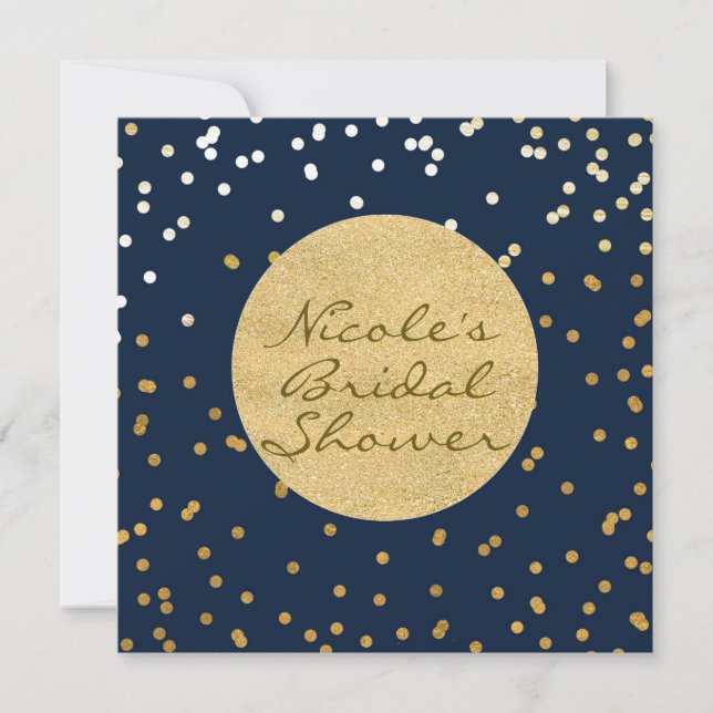 Invitation Bleu Nuit & Or Paillettes Brillantes Moderne Chic (Devant)