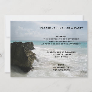 Invitation Bleu Océan avec des vagues de mousse Seascape Géné