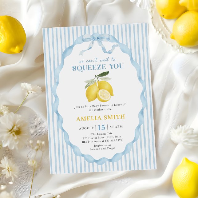 Invitation Bleu On a hâte de vous presser Baby Shower (Créateur téléchargé)