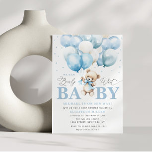 Invitation Bleu on peut attendre baby shower