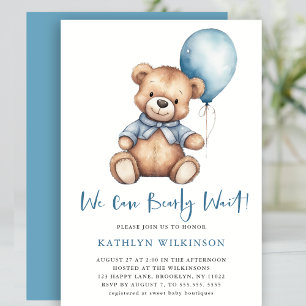 Invitation Bleu On Peut Attendre De Mignons Baby showers Garç