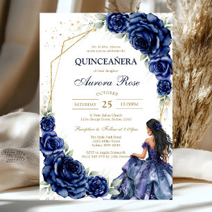 Invitation Bleu Or Argent Mis Quince Quinceañera Anniversaire