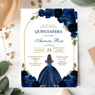 Invitation Bleu Or Argent Mis Quince Quinceañera Anniversaire
