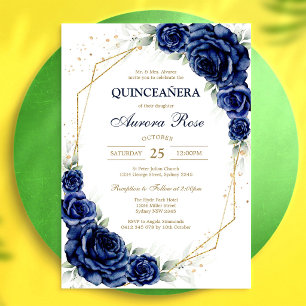 Invitation Bleu Or Argent Mis Quince Quinceañera Anniversaire