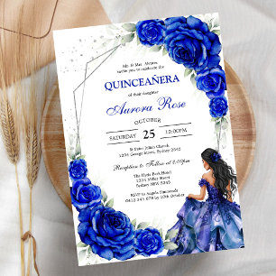 Invitation Bleu Or Argent Mis Quince Quinceañera Anniversaire