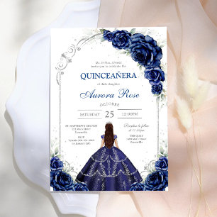 Invitation Bleu Or Argent Mis Quince Quinceañera Anniversaire