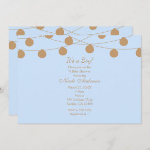 Invitation Bleu & Or Chaîne Moderne Lumières Douche Invitatio