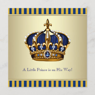 Invitation Bleu or Couronne Petit Baby shower Prince