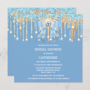Invitation Bleu or parties scintillant diamant projecteur