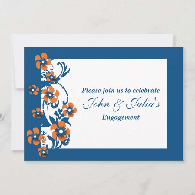Invitation Bleu orange fiançailles anniversaire PERSONNALISÉ (Devant)
