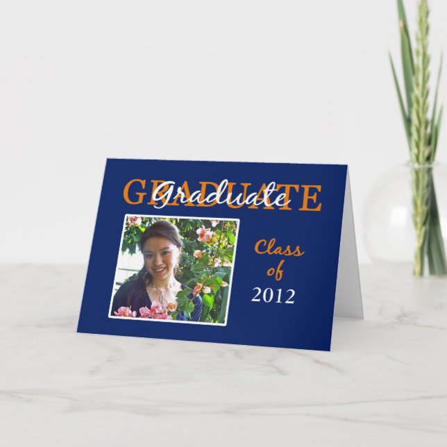 Invitation Bleu/Orange Graduation Party Invitation/Carte phot (Devant)