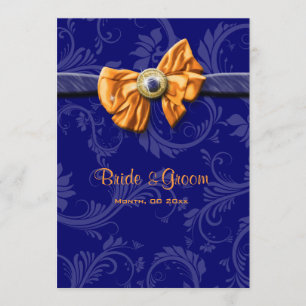 Invitation Bleu orange mariage floral CUSTOM