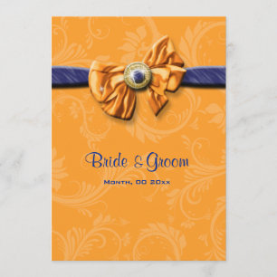 Invitation Bleu orange mariage floral CUSTOM