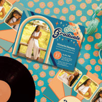 Bleu Orange Typographie Été Soleil Graduation